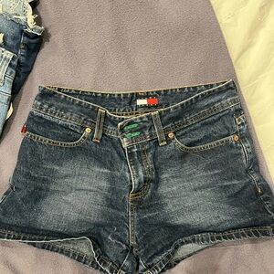 Tommy Hilfiger Dark Blue Denim Jean Shorts with Signature Flag